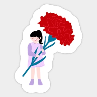 Girl with carnations Sticker